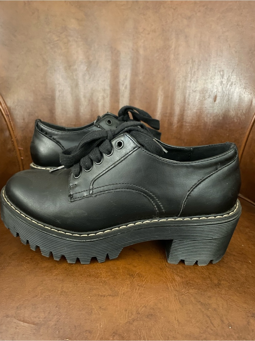 Black Chunky Lace-Up Platform Boots